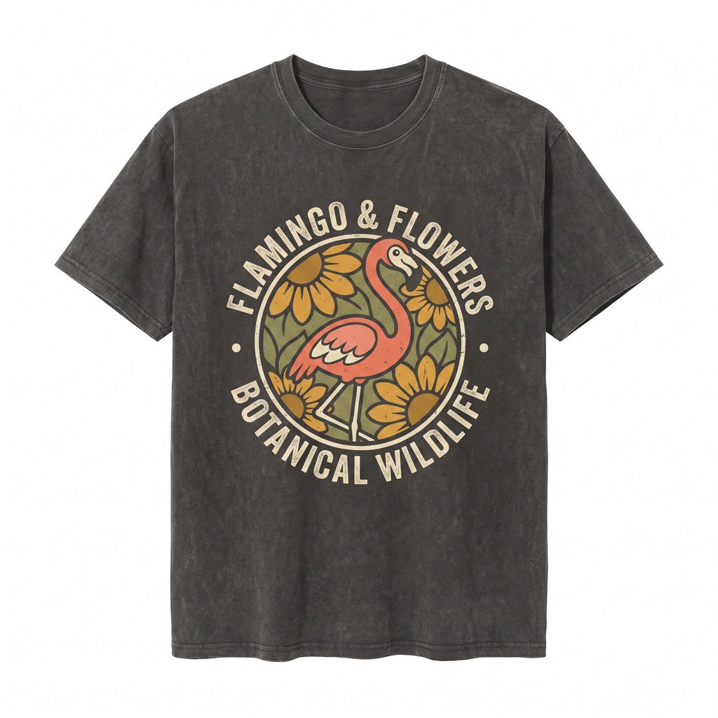 Cute Pink Flamingo Summer Tropical Sunflower Kawaii Beach Vacation Aesthetic Apparel Unisex TShirt