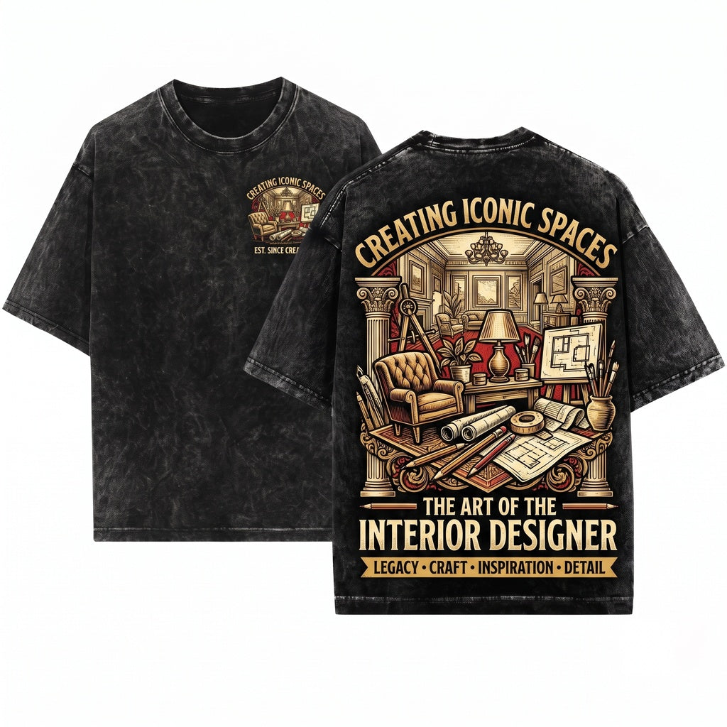 Interior Designer Creating Spaces Vintage Style Design Professional Unisex Wash T-Shirt