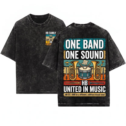 One Sound Marching Band Pride Musician Graphic Vintage Unisex Wash T-Shirt