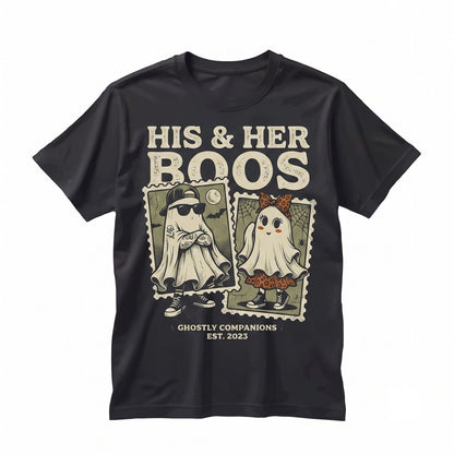 Spooky Season Ghost Couple Matching Her Boo His Halloween Costume Unisex TShirt