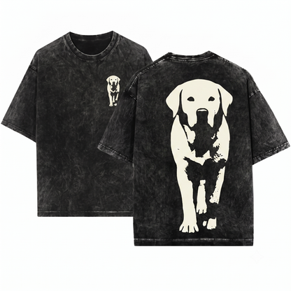 Minimalist Labrador Retriever Silhouette Shirt Cute Lab Dog Mom Dad Outline Gift Unisex Heavyweight Garment-Dyed T-Shirt