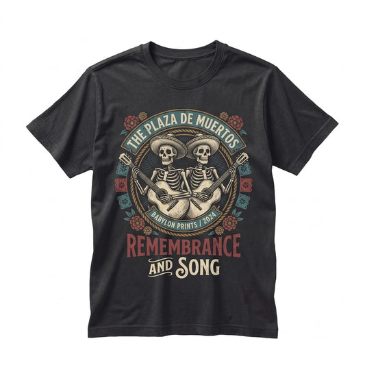 Vintage Land of the Dead Skeleton Musician Movie Poster Ernesto Hector Graphic Unisex TShirt
