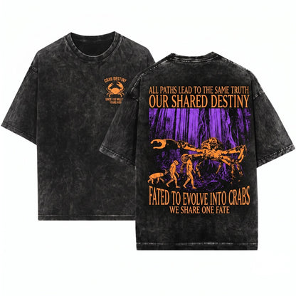 Our Destinies Are One And The Same Vintage Japanese Crab Unisex Wash T-Shirt