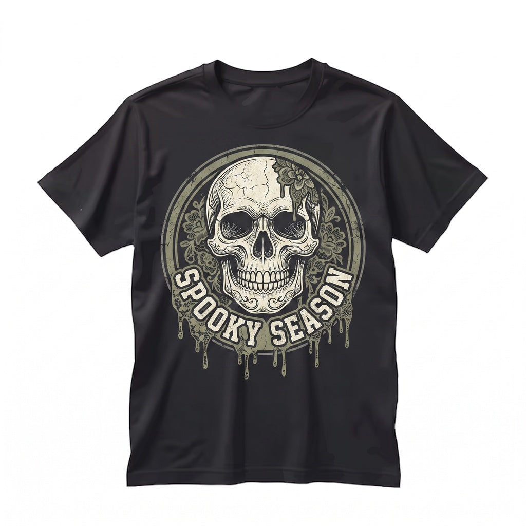 Spooky Faux Lace Halloween Graphic Black Trucker Hat Baseball Cap Unisex TShirt