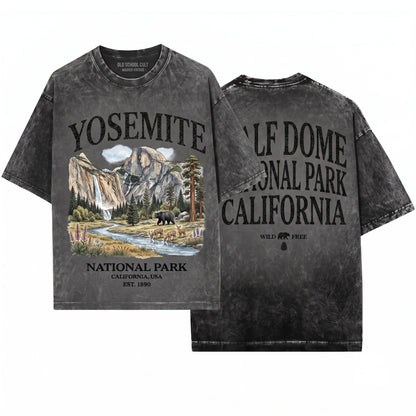 Yosemite National Park Vintage 90s Graphic Retro California Wildlife Bear USA Unisex Wash T-Shirt