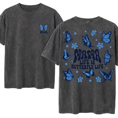 Boho Floral Butterfly Mama New Mom Mothers Day Gift Unisex Wash T-Shirt