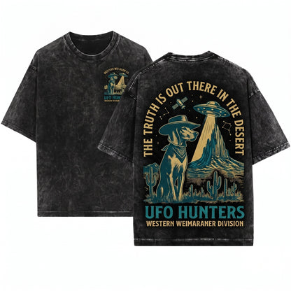 Vintage Western Cowboy Coonhound Alien UFO Retro Canine Pet Owner Present Unisex Wash T-Shirt