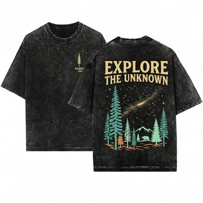 Mountain Theme Pine Tree Stars Lover Gift Unisex Wash T-Shirt