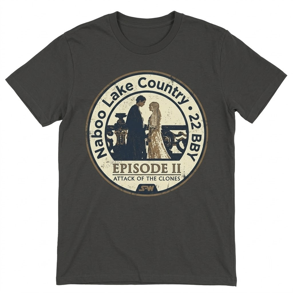 Vintage Anakin Skywalker Padme Amidala Graphic Sci-Fi Wedding AOTC Romance Unisex TShirt