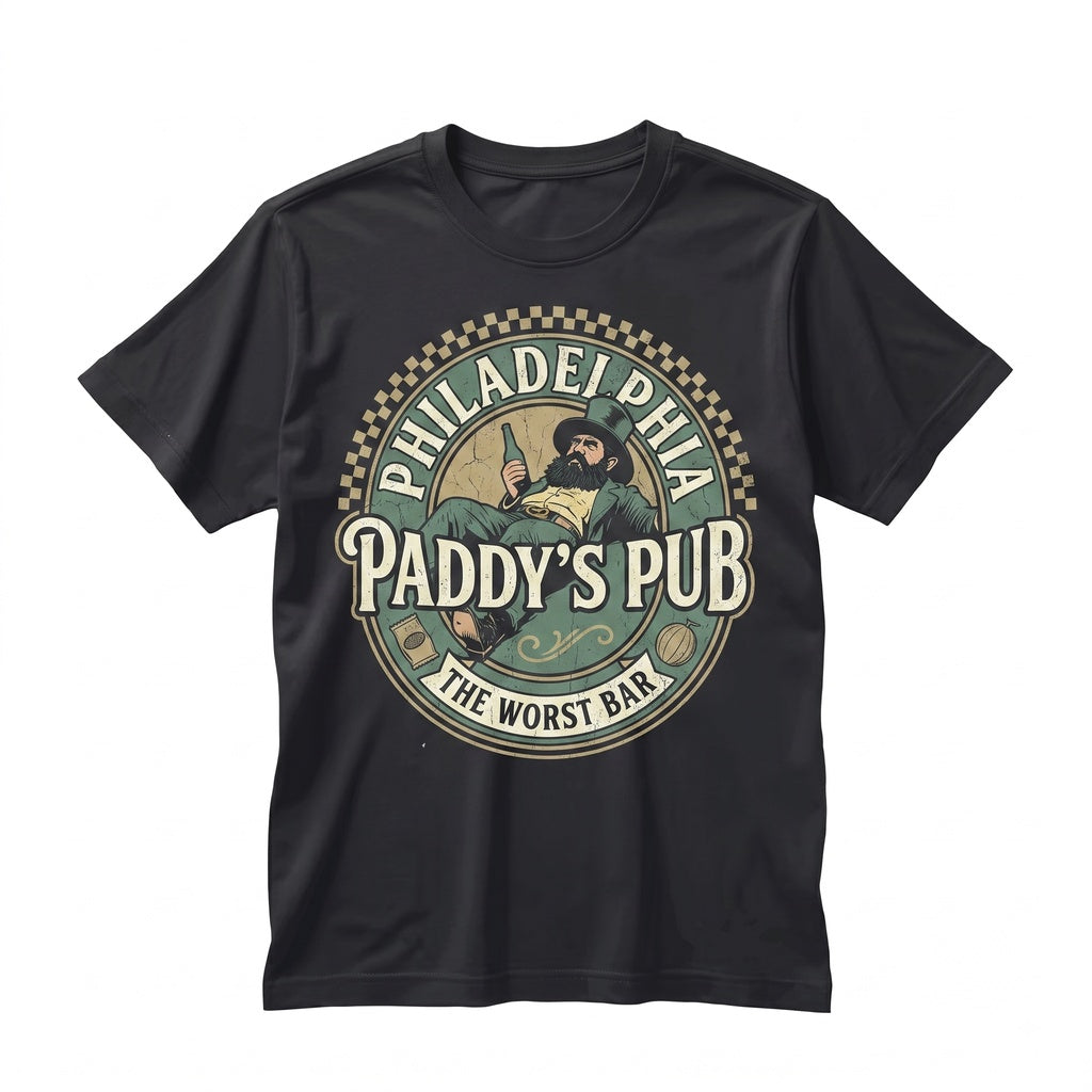 Paddys Irish Pub St. Patricks Day Funny Philadelphia Bar Clover Graphic Vintage Unisex TShirt