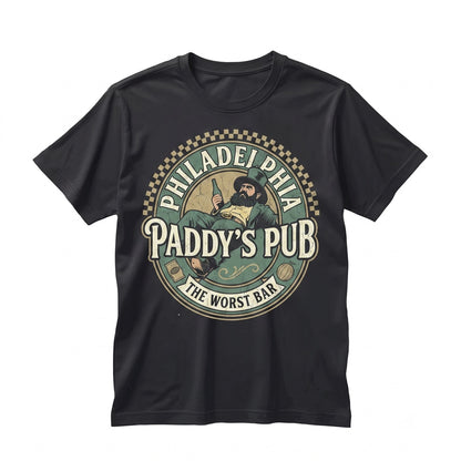 Paddys Irish Pub St. Patricks Day Funny Philadelphia Bar Clover Graphic Vintage Unisex TShirt