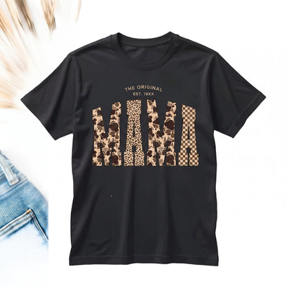 Mama Mothers Day Leopard Print Camo Checkered Varsity Graphic Unisex TShirt