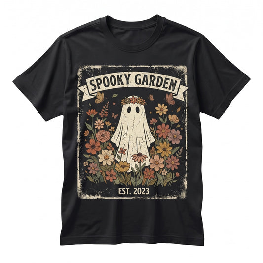 Vintage Ghost Floral Boho Pumpkin Cozy Fall Autumn Thanksgiving Season Flowers Unisex TShirt