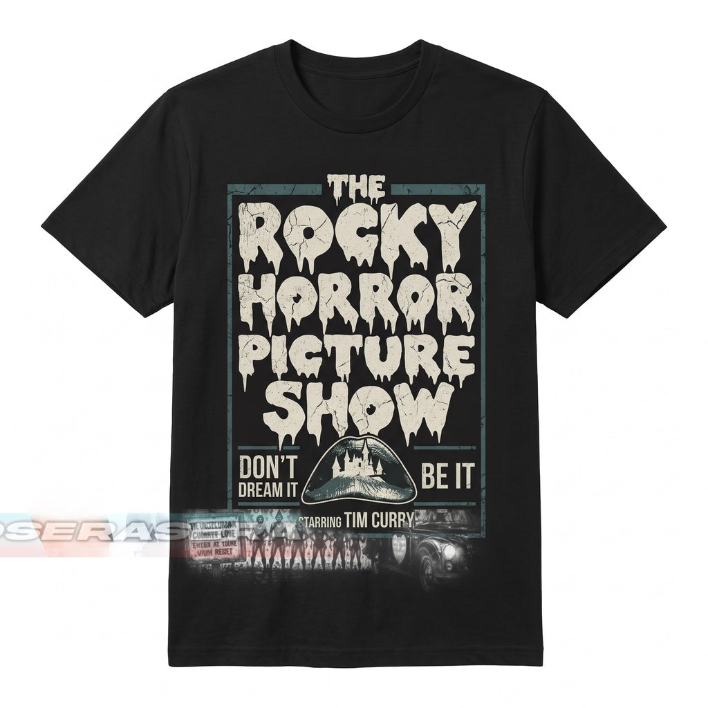 Vintage Cult Musical Cinema Graphic Apparel in Charcoal Gray, Unisex TShirt