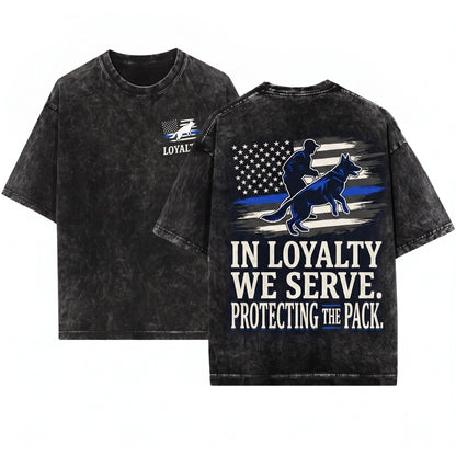 German Shepherd K9 Handler Police Officer Thin Blue Line Flag Sheriff Military Dog Owner Birthday Gift Unisex Wash T-Shirt