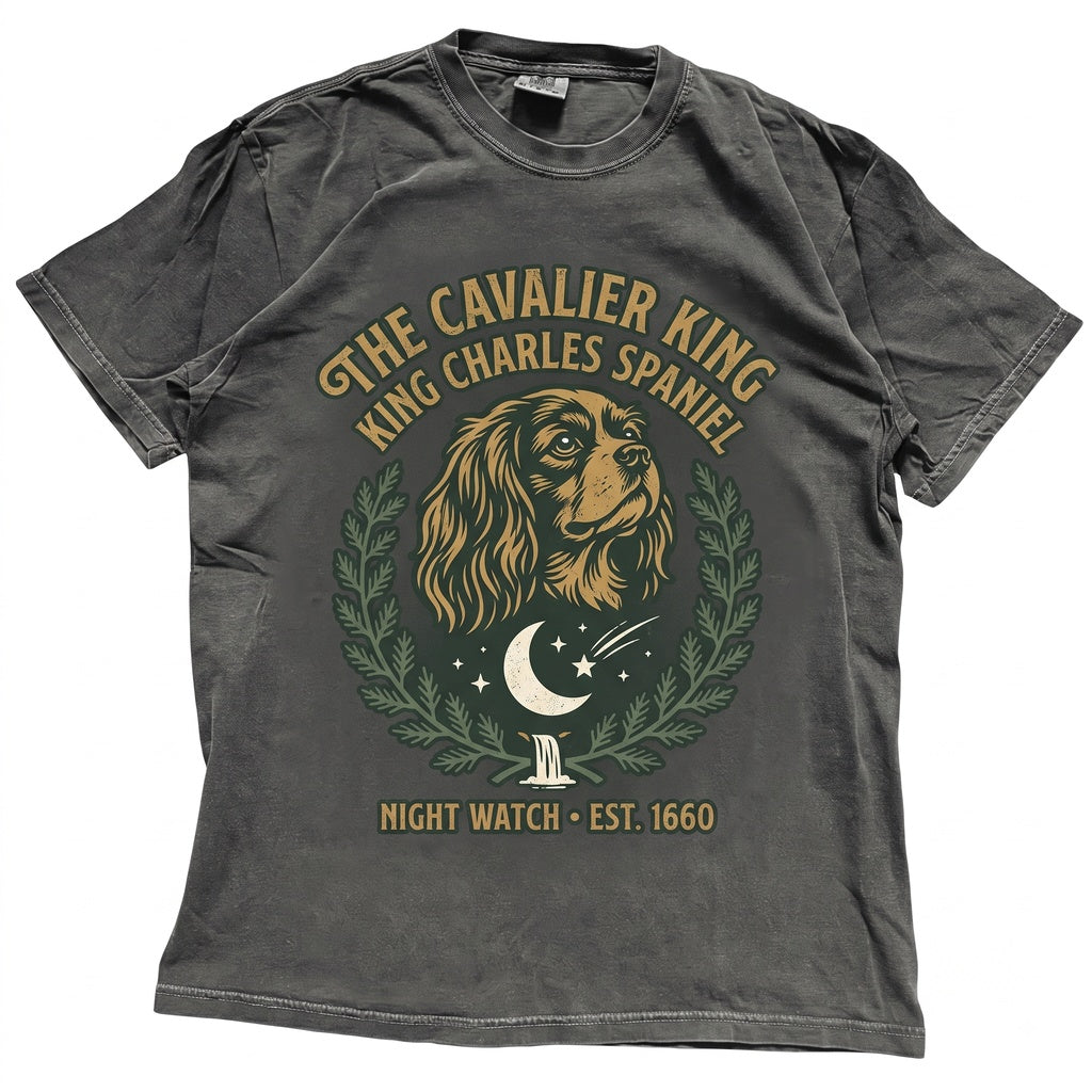 Ruby Cavalier King Charles Spaniel Howling at Full Moon Vintage 90s Retro Silly Animal Graphic Unisex TShirt