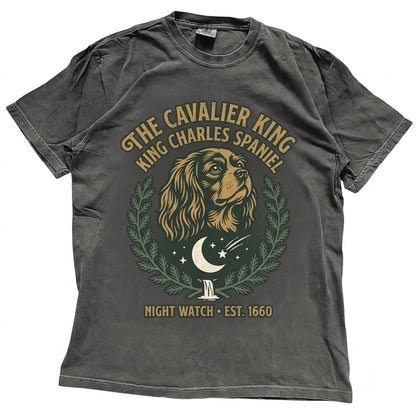 Ruby Cavalier King Charles Spaniel Howling at Full Moon Vintage 90s Retro Silly Animal Graphic Unisex TShirt