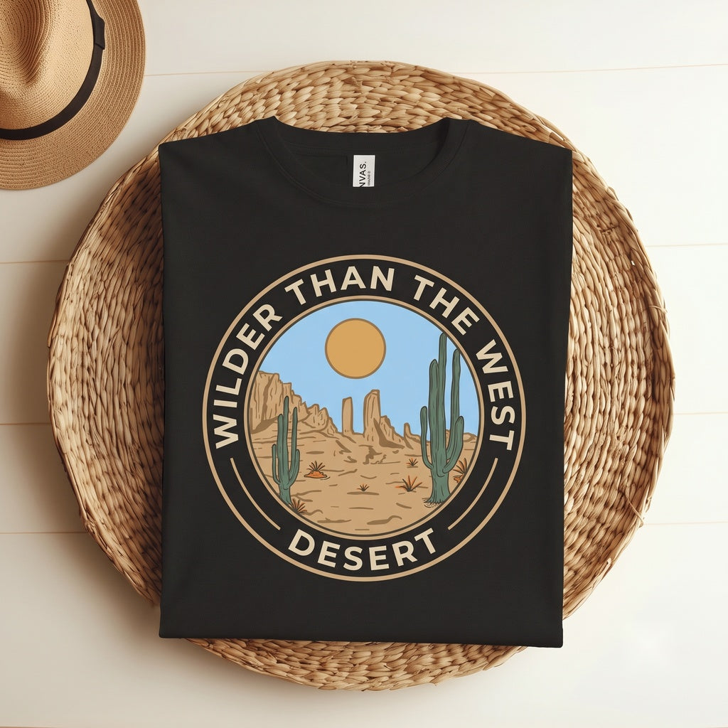 Wild Southwest Desert Vibes Cactus Graphic Rodeo Cowboy Country Music Apparel, Western Life Gift for Adults, Unisex TShirt