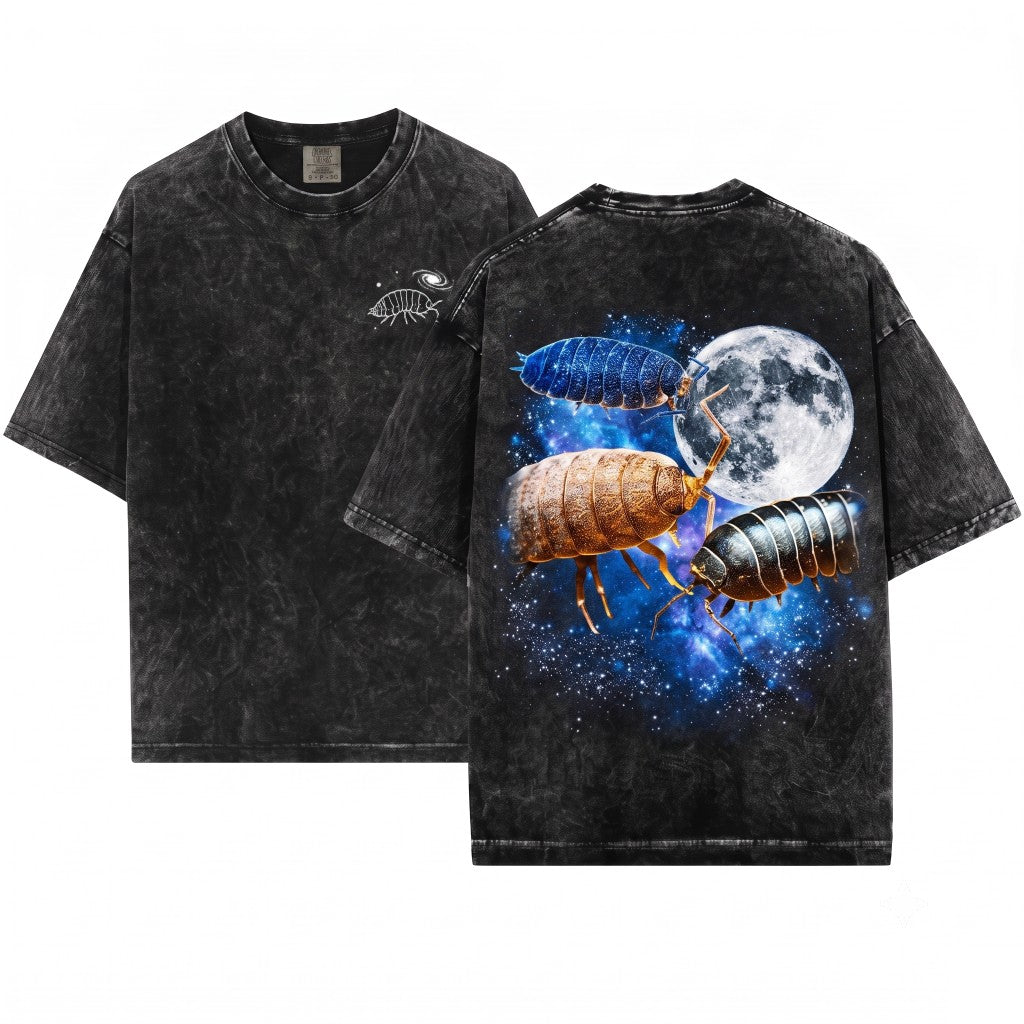 Three Isopod Moon Funny 90s Vintage Aesthetic Graphic Retro Pill Bug Woodlouse Ironic Wolf Parody Gift Roly Poly Unisex