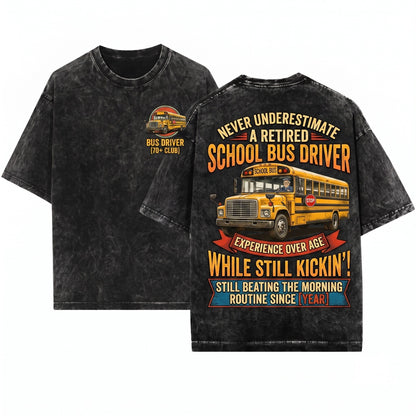 Never Underestimate An Old Man Driving School Bus Funny Senior Gift Unisex Wash T-Shirt