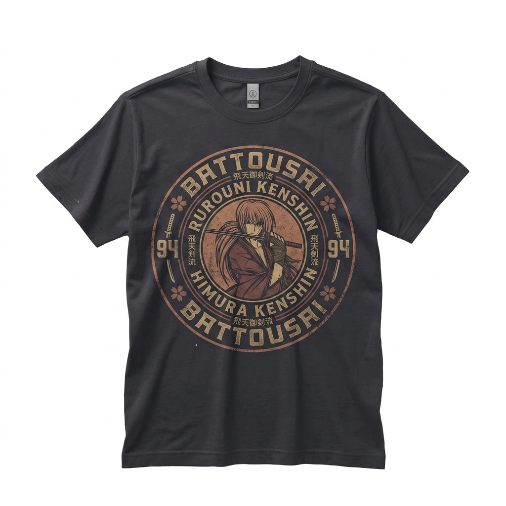 Japanese Anime Samurai Battousai Swordsman Cotton Jersey Short Sleeve Unisex TShirt