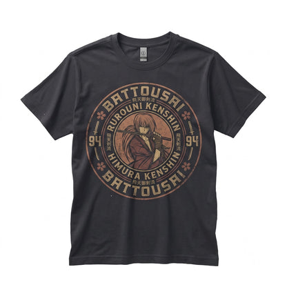 Japanese Anime Samurai Battousai Swordsman Cotton Jersey Short Sleeve Unisex TShirt