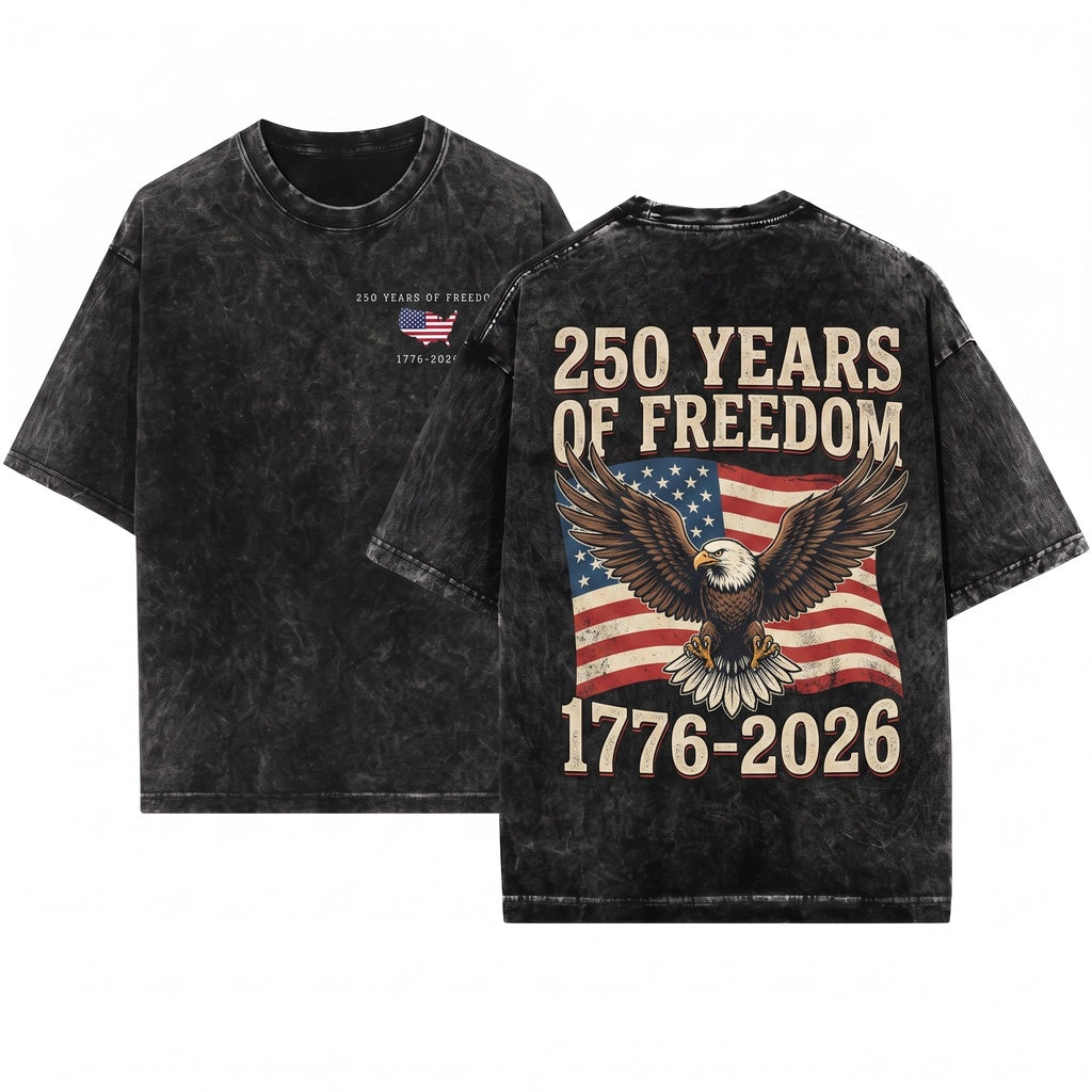 250th Anniversary 1776-2026 America Patriotic Freedom Fourth July Flag Unisex Wash T-Shirt