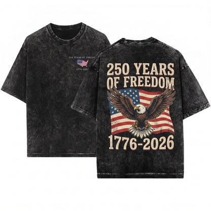 250th Anniversary 1776-2026 America Patriotic Freedom Fourth July Flag Unisex Wash T-Shirt
