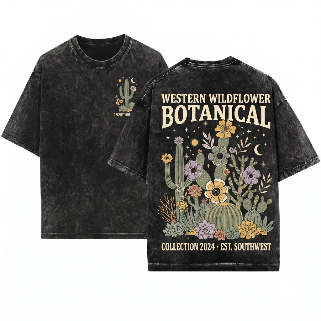 Retro Desert Cactus Floral Graphic Southwest Botanical Nature Boho Western Vintage Plant Gift Unisex Wash T-Shirt