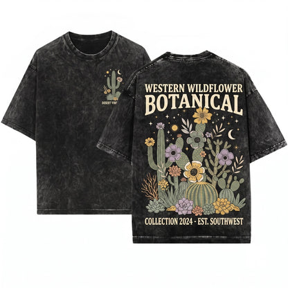 Retro Desert Cactus Floral Graphic Southwest Botanical Nature Boho Western Vintage Plant Gift Unisex Wash T-Shirt