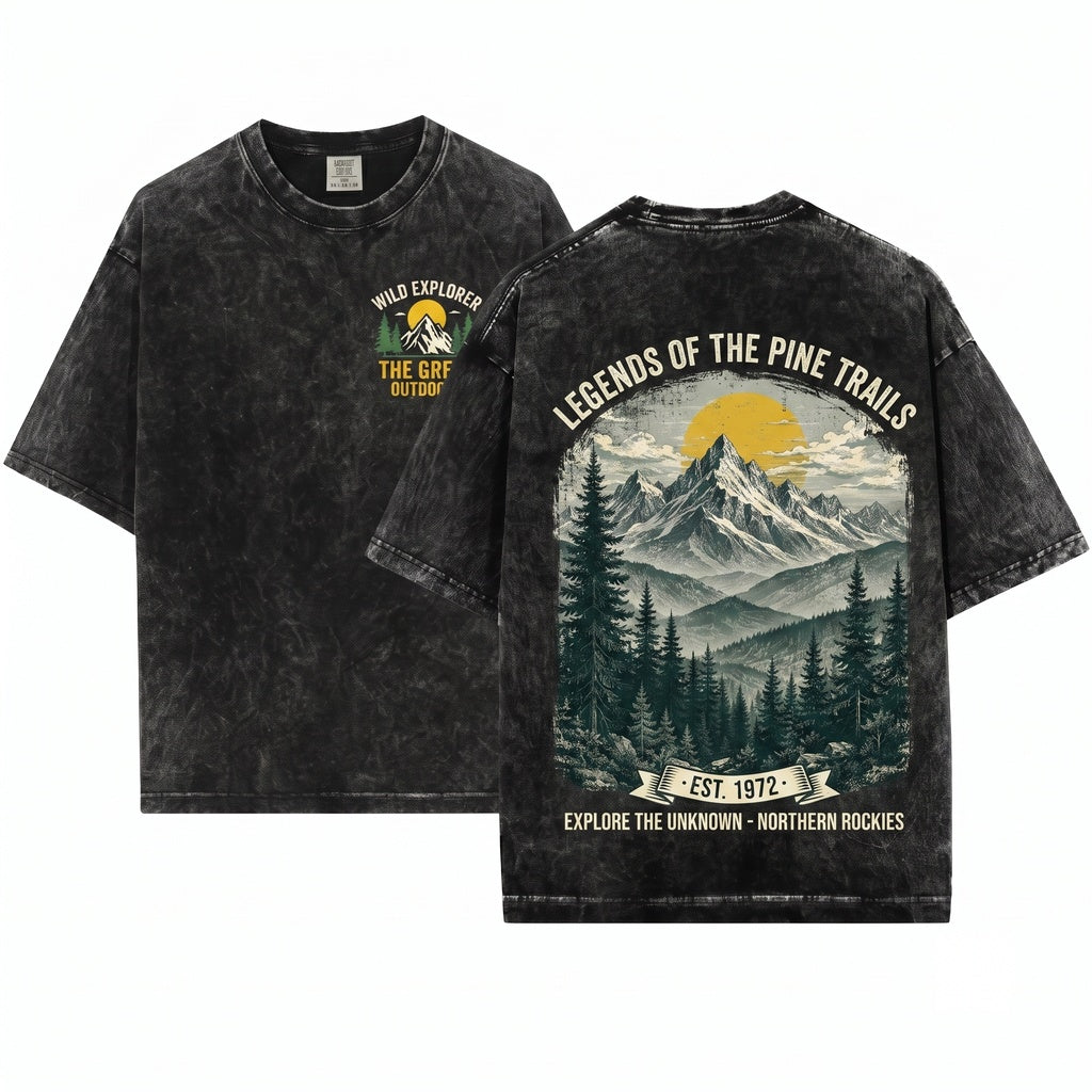 Vintage Mountain Landscape Distressed Wilderness Nature Unisex Wash T-Shirt