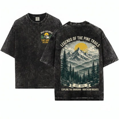 Vintage Mountain Landscape Distressed Wilderness Nature Unisex Wash T-Shirt