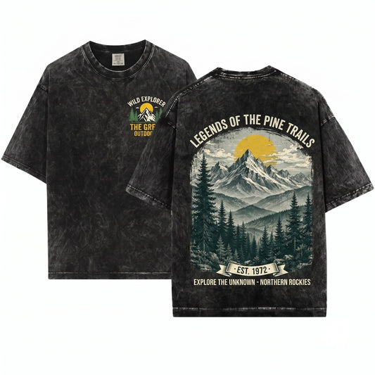 Vintage Mountain Landscape Distressed Wilderness Nature Unisex Wash T-Shirt