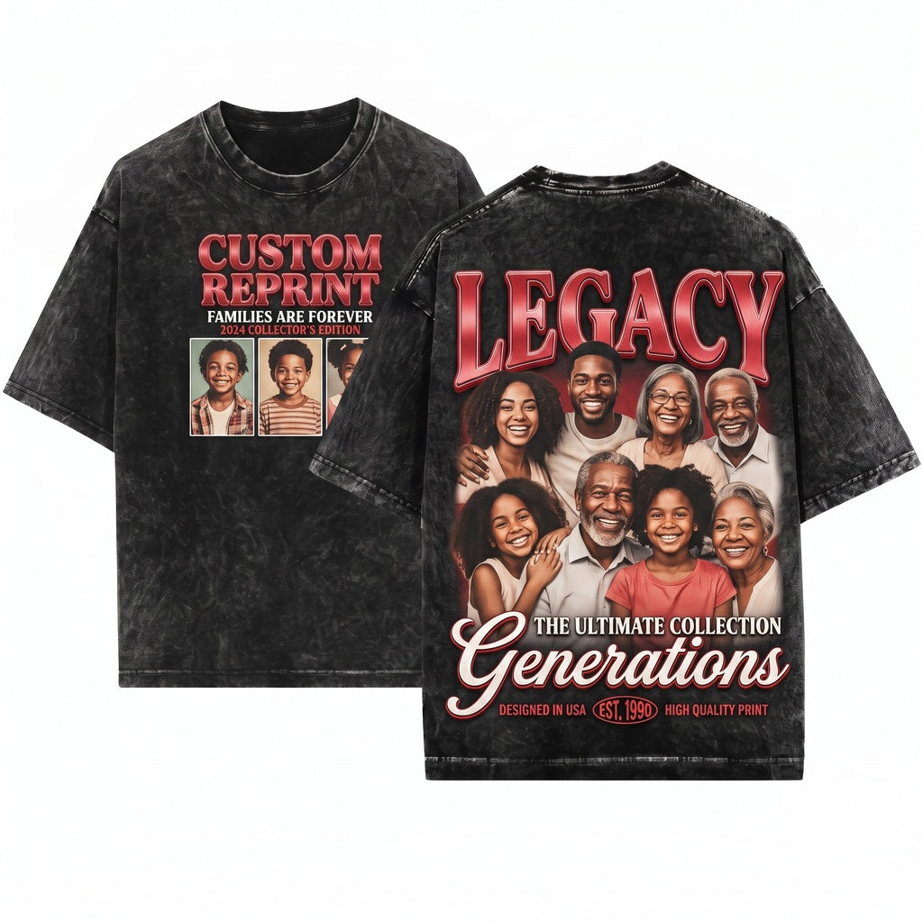Personalized Custom Photo Graphic 90s Rap Retro Bootleg Heavyweight Cotton Unisex Wash T-Shirt