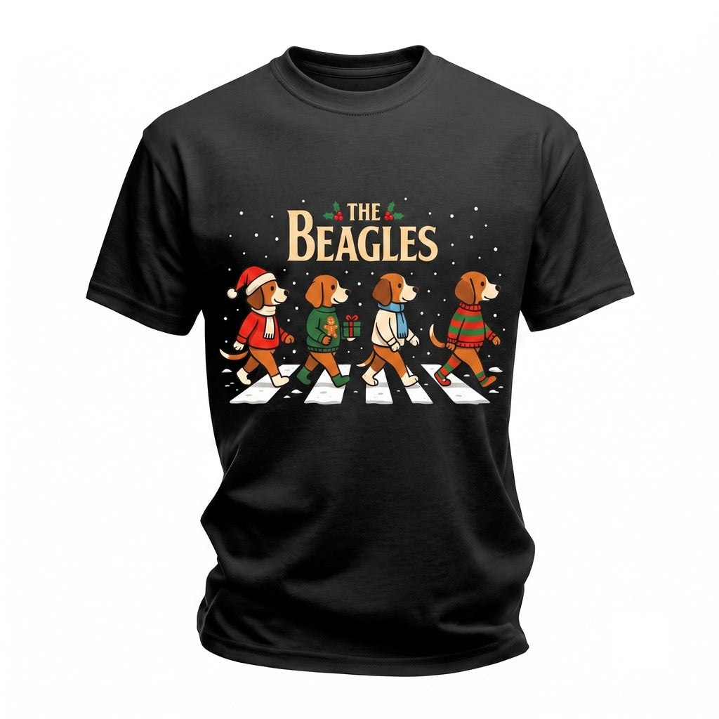Funny Beagle Dog Christmas Musical Crosswalk Band Apparel Unisex TShirt