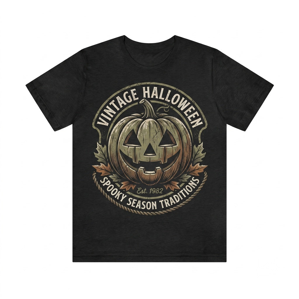 Retro Pumpkin Face Halloween Graphic Apparel, Vintage Fall Spooky Season Unisex TShirt