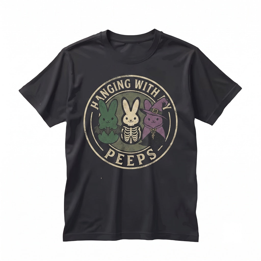 Spooky Easter Bunny Hanging Marshmallow Chicks Halloween Creepy Cute Graphic Top Unisex TShirt