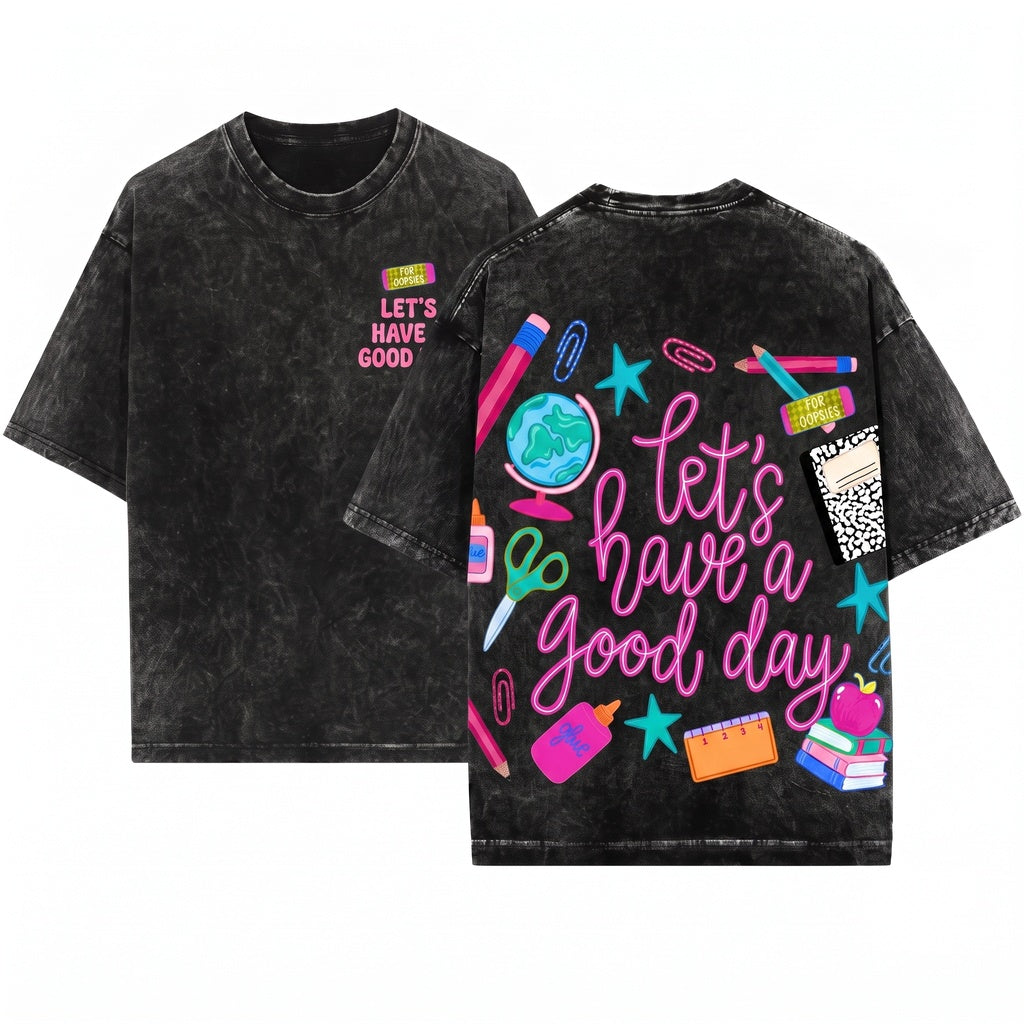 Colorful Retro Cute Elementary Teacher Doodles Back To School Good Day Gift Unisex Wash T-Shirt