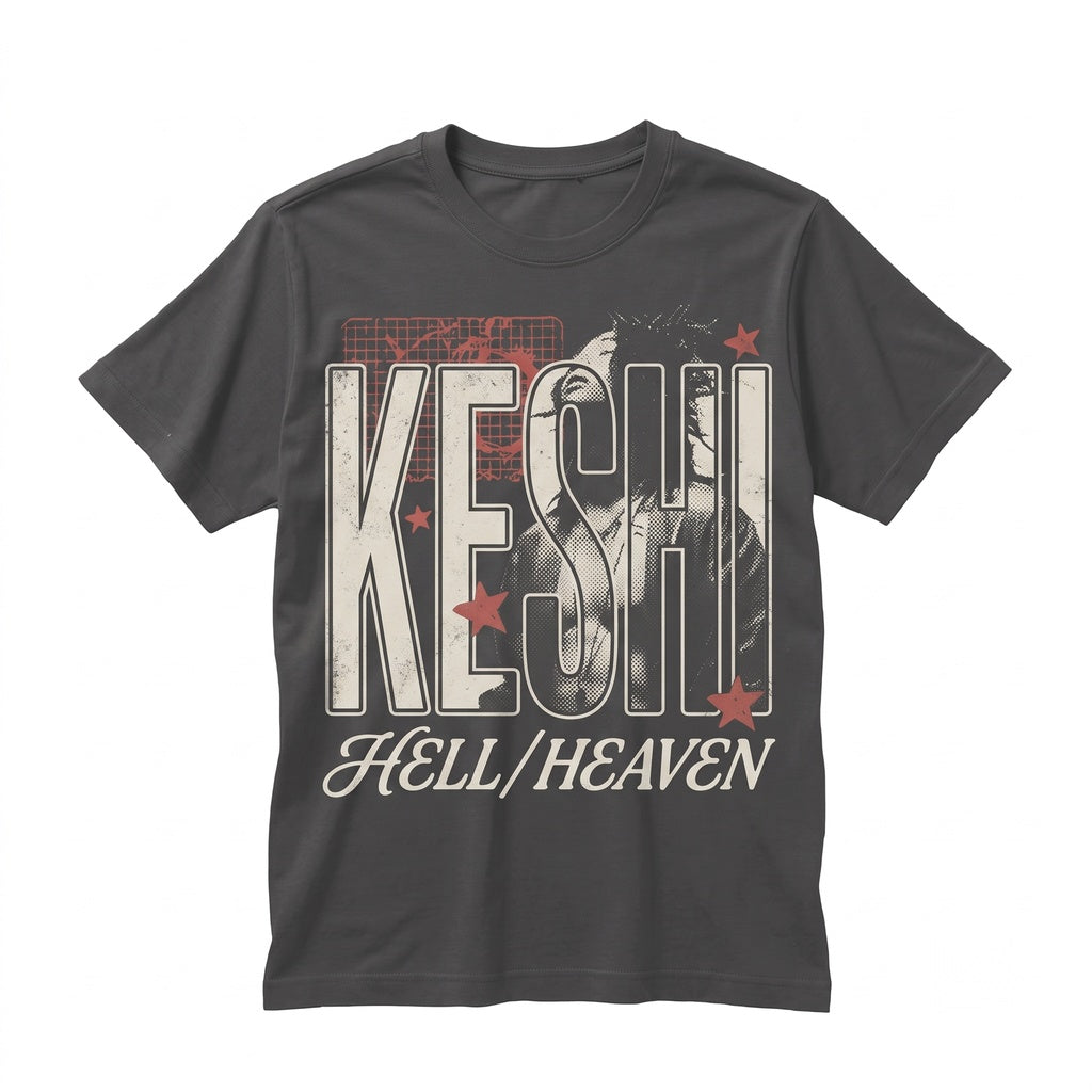 Keshi Hell Heaven World Tour 2022 Vintage Merch Graphic Indie R&B Pop Concert Music Streetwear Aesthetic Fan Gift Unisex TShirt