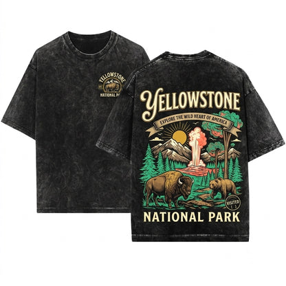 Yellowstone National Park Vintage Outdoor Graphic Apparel Garment Dyed Unisex Wash T-Shirt