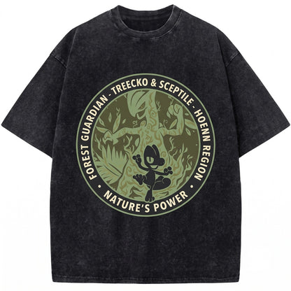 Vintage Treecko Sceptile Evolution Washed Graphic Oversized Retro Gamer Streetwear Unisex TShirt