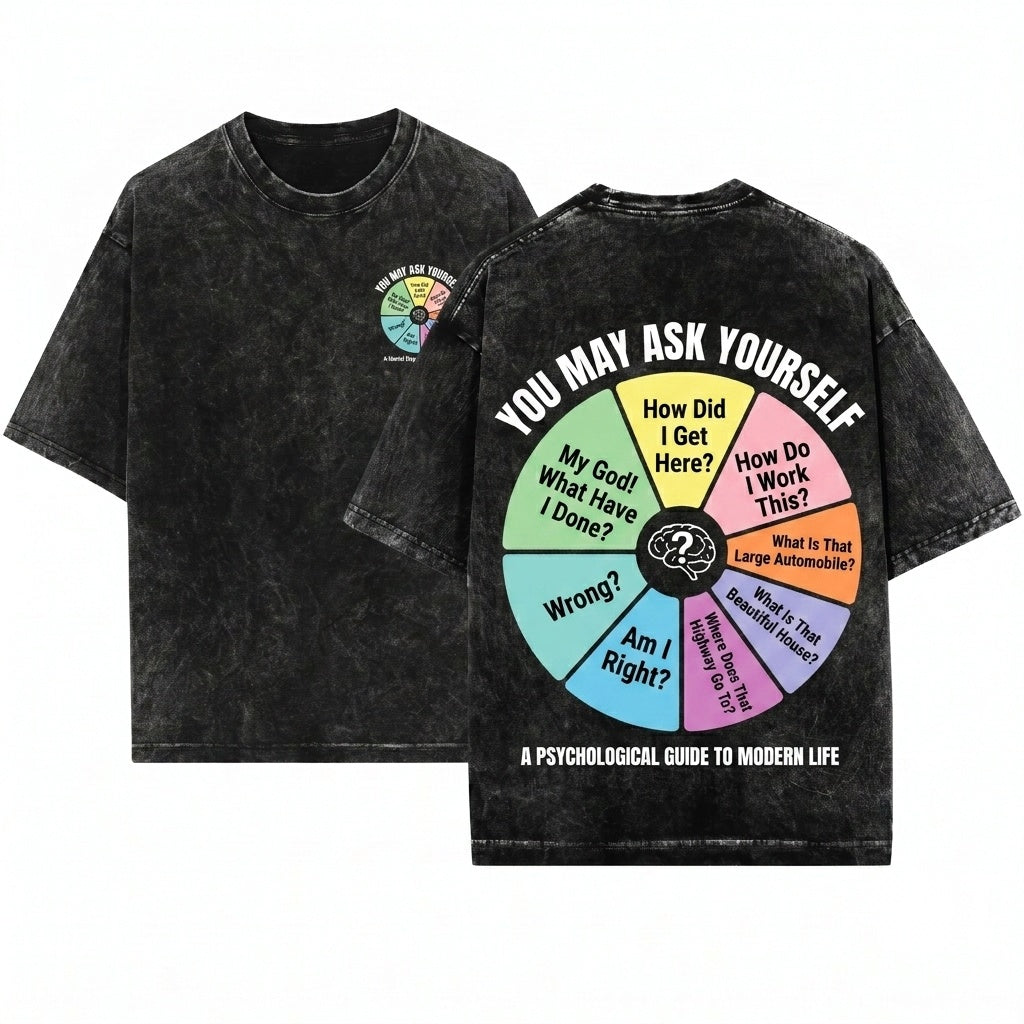 80s Retro Music Lyrics You May Ask Yourself Pie Chart Graphic New Wave Vintage Gift Fans Unisex Wash T-Shirt
