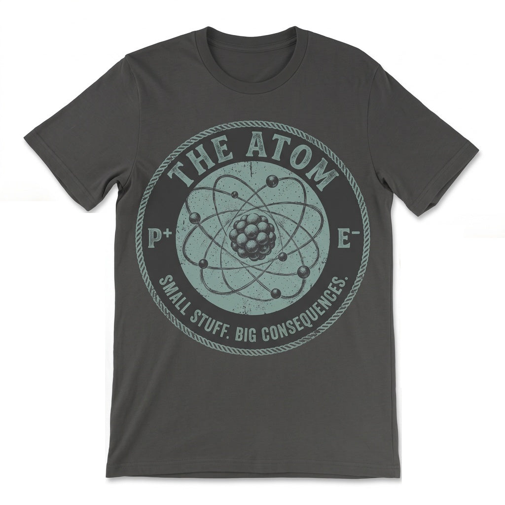 The Atom Small Stuff Big Consequences Chemistry Vintage Atomic Science Graphic Teacher Gift Unisex TShirt
