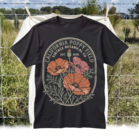 Vintage Poppy Floral Botanical Graphic Nature Cottagecore Garden Bloom Gift Unisex TShirt