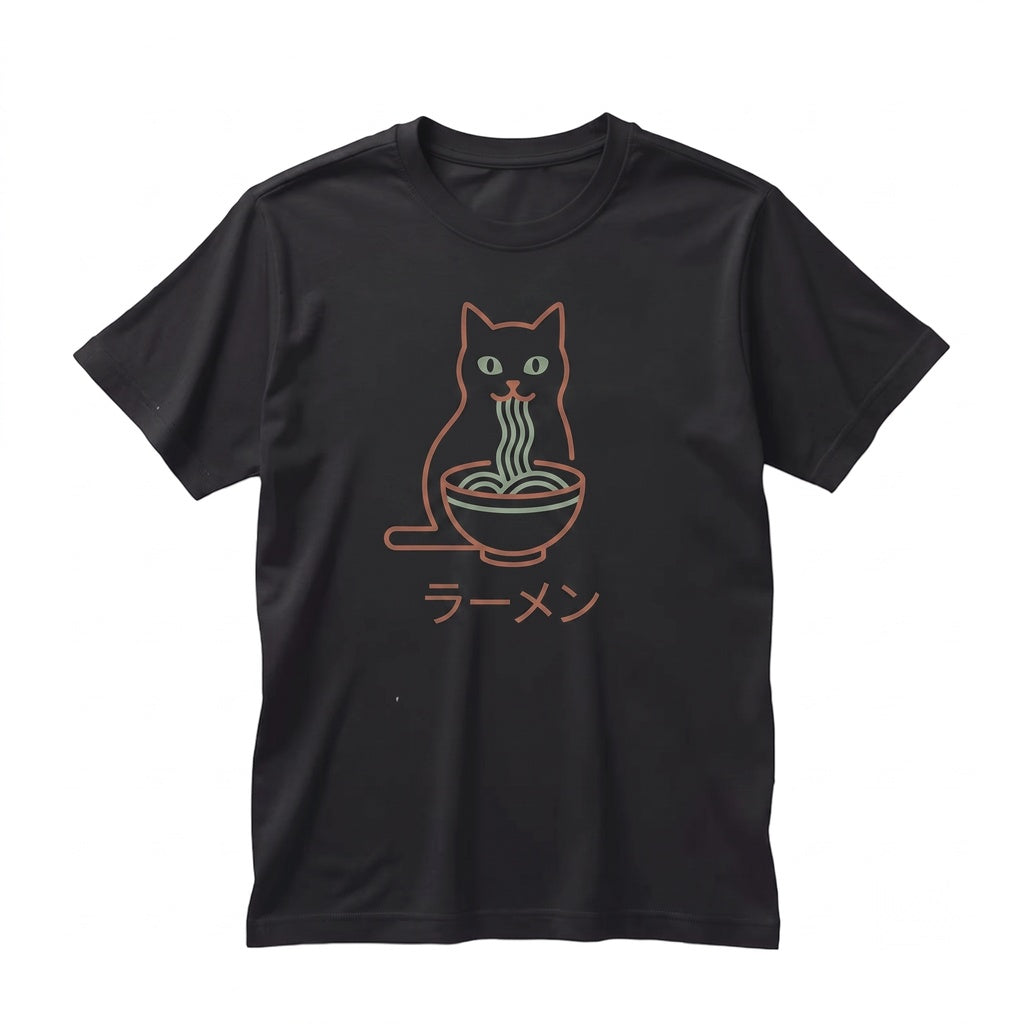 Black Cat Ramen Graphic Funny Japanese Noodle Vintage Foodie Gift Unisex TShirt