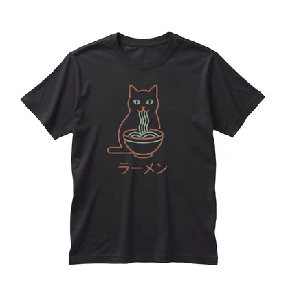 Black Cat Ramen Graphic Funny Japanese Noodle Vintage Foodie Gift Unisex TShirt