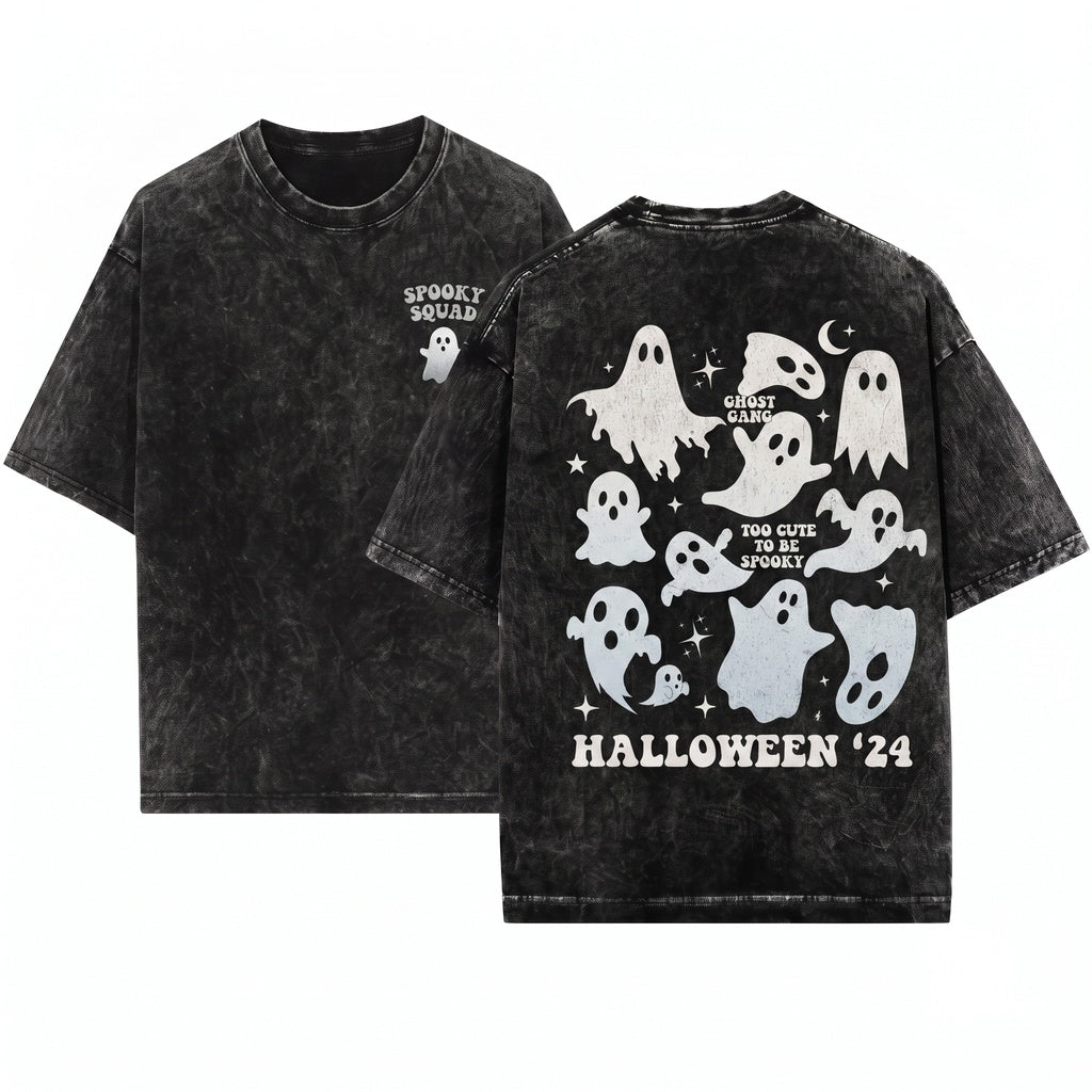 Cute Spooky Season Happy Halloween Ghost Collage Fall Sweatshirt Sweater Unisex Wash T-Shirt