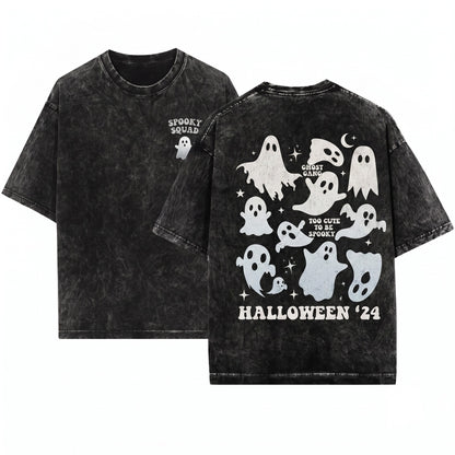 Cute Spooky Season Happy Halloween Ghost Collage Fall Sweatshirt Sweater Unisex Wash T-Shirt