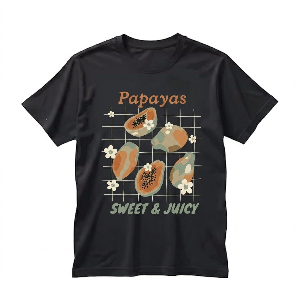 Papaya Tropical Fruit Print Graphic Design Summer Island Apparel Unisex TShirt