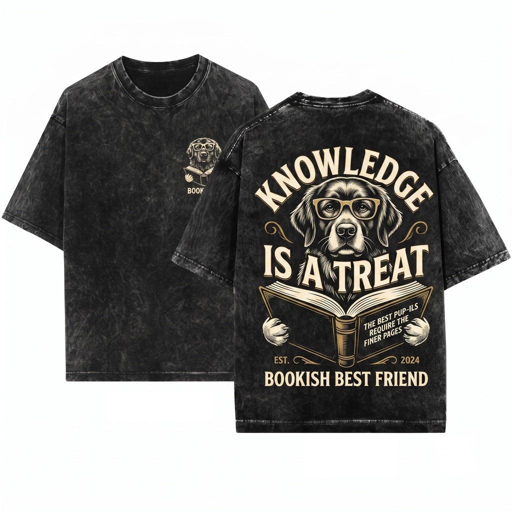 Leonberger Reading Giant Dog Bookworm Librarian Mom Dad Gift Unisex Wash T-Shirt